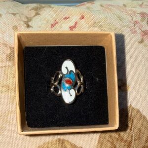 Silver and Multicolor Enamel Ring